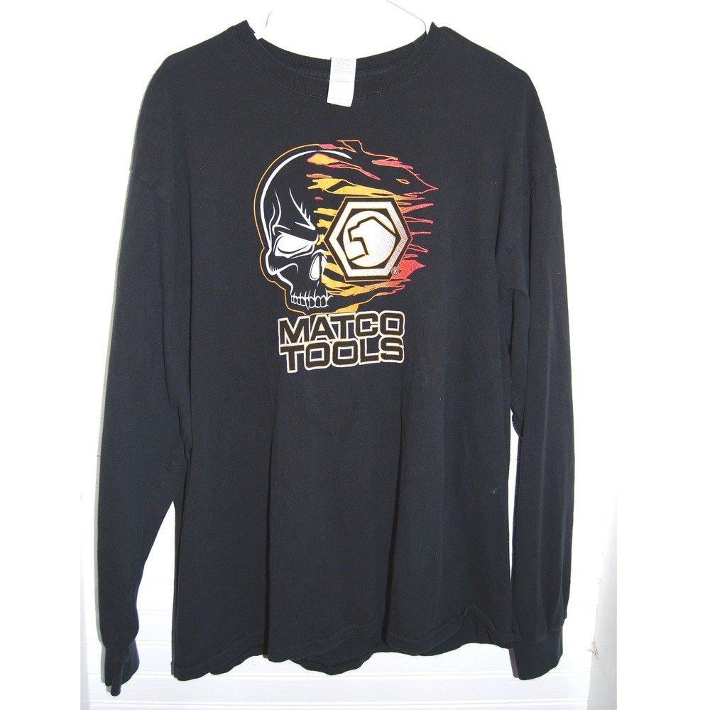 Matco Tools shirt size XL Y2K Long-sleeve Black Biker Grunge Skater Skull Tee